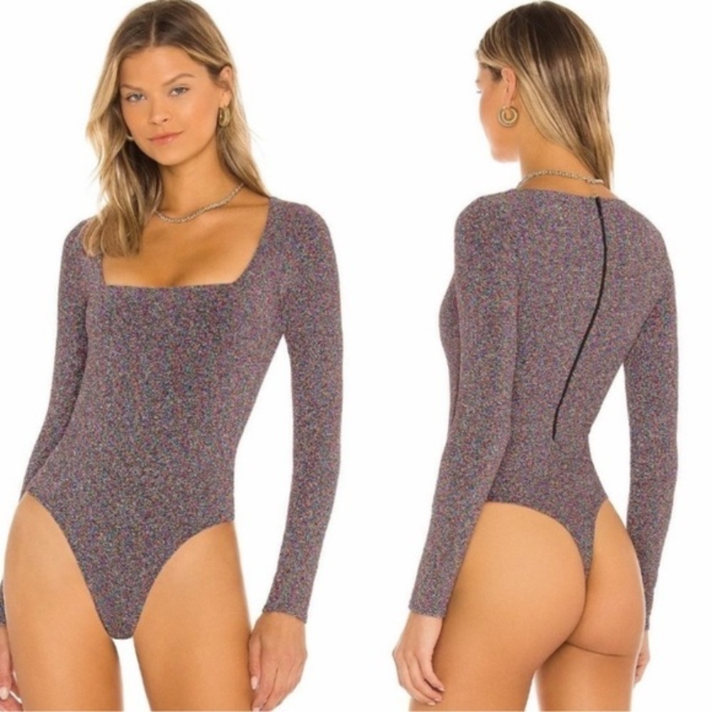 Show Me Your Mumu Metallic Long Sleeve Bodysuit XS
